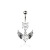 316L SURGICAL STEEL CZ WINGS HEART DANGLE ROUND CZ BELLY BUTTON NAVEL RING 